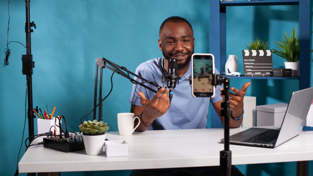 a man recording with his phone