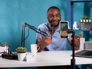 a man recording with his phone