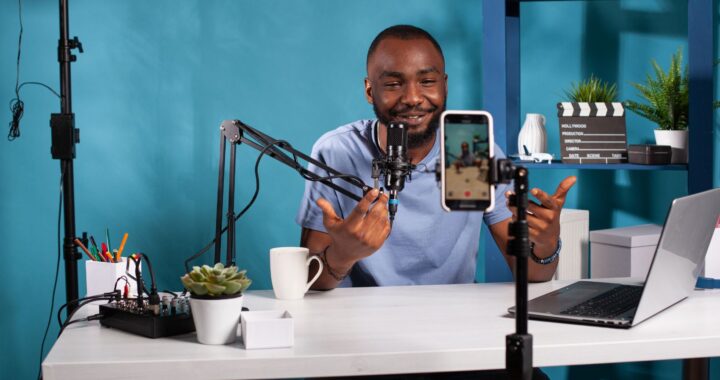 a man recording with his phone